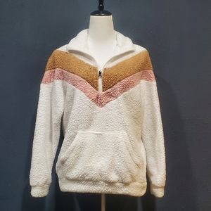 Shop The Mint Faux Fur Pullover Neopolitan & White Size Small